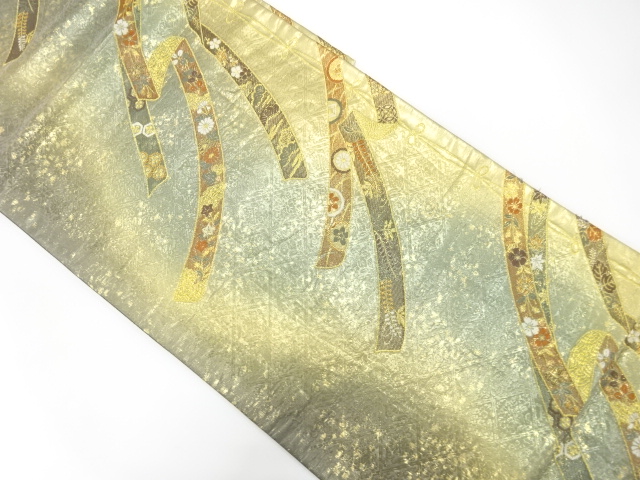 JAPANESE KIMONO / FUKURO OBI / SILK / WOVEN NOSHI & FLOWERS